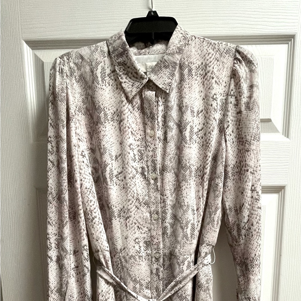 LOFT snake print shirtdress size 10, New With Tags